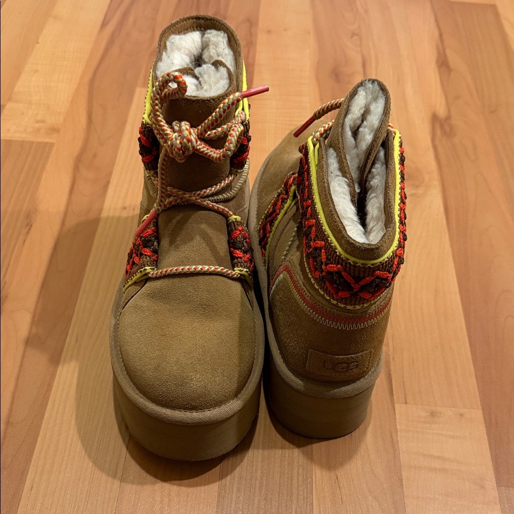UGG Women's Brown Boots with Red and Yellow Accents